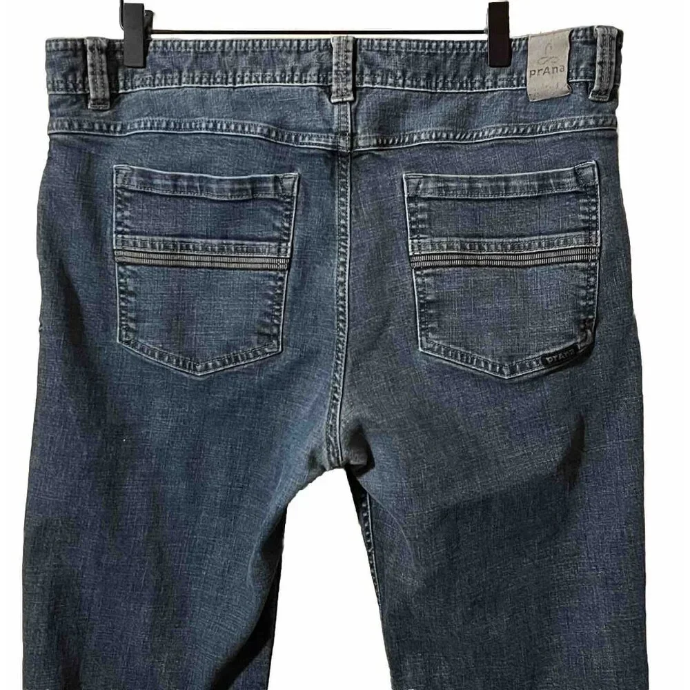 PrAna Men's Size 36 Slim Fit Blue Denim Casual Jeans 36" x 31" - Picture 5 of 6